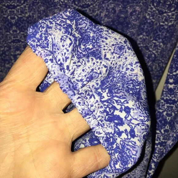 Boho Peasant Dress Blue White - Picture 4 of 5